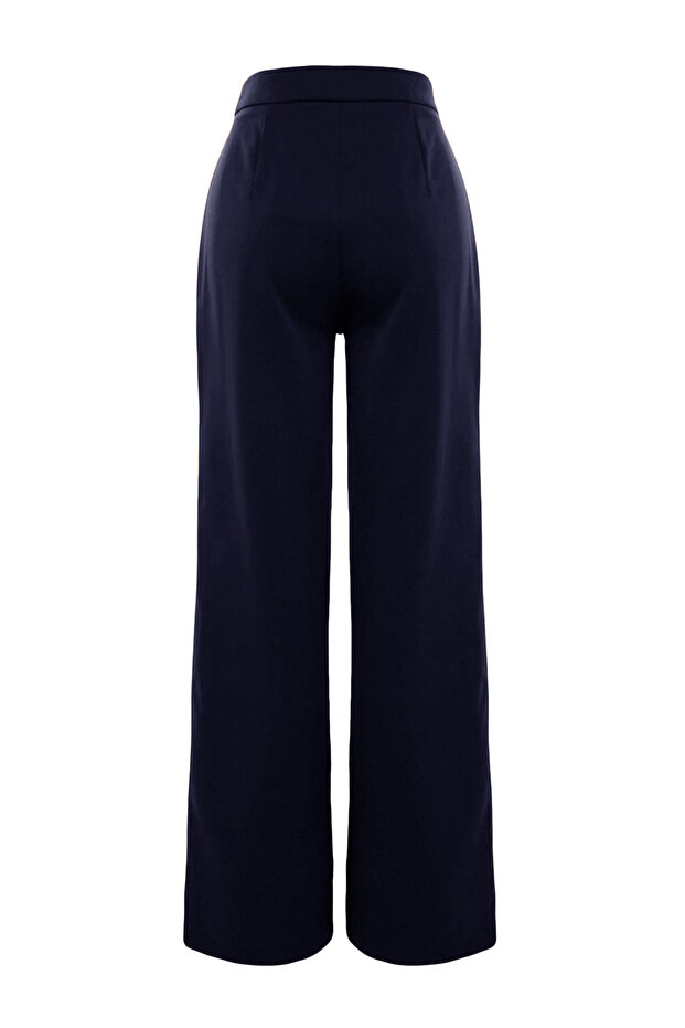Lacivert Wide Leg/Geniş Paça Dokuma Kumaş Pantolon TWOAW22PL0139 - 8