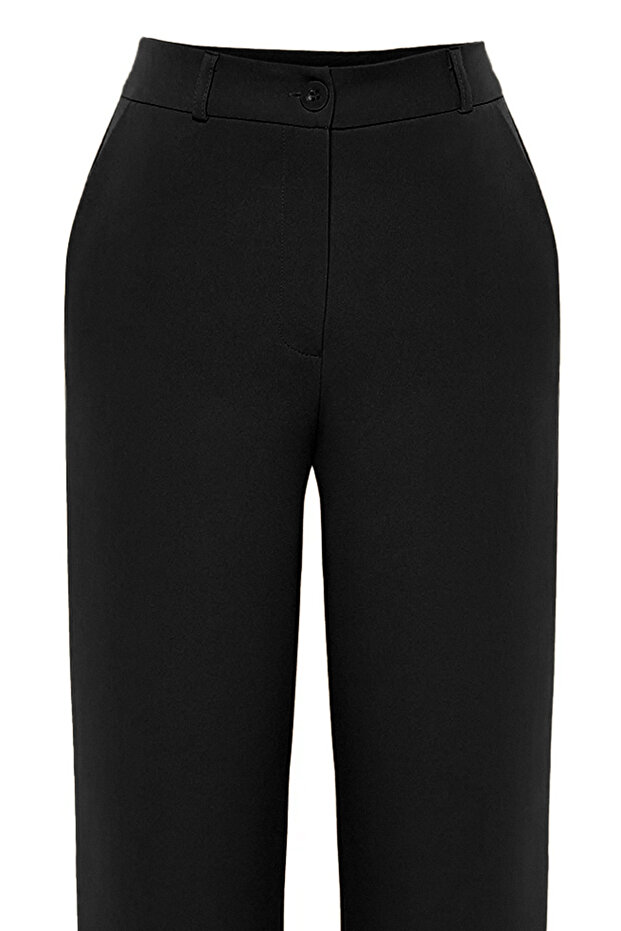 Siyah Wide Leg/Geniş Paça Bootcut Dokuma Kumaş Pantolon TWOAW21PL0332 - 6