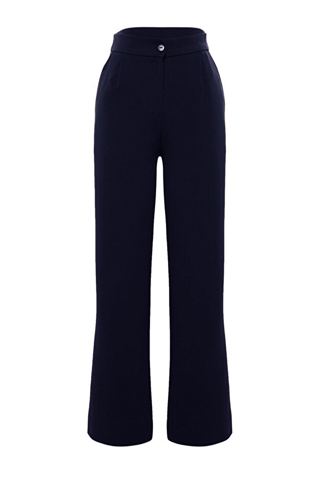 Lacivert Wide Leg/Geniş Paça Dokuma Kumaş Pantolon TWOAW22PL0139 - 6