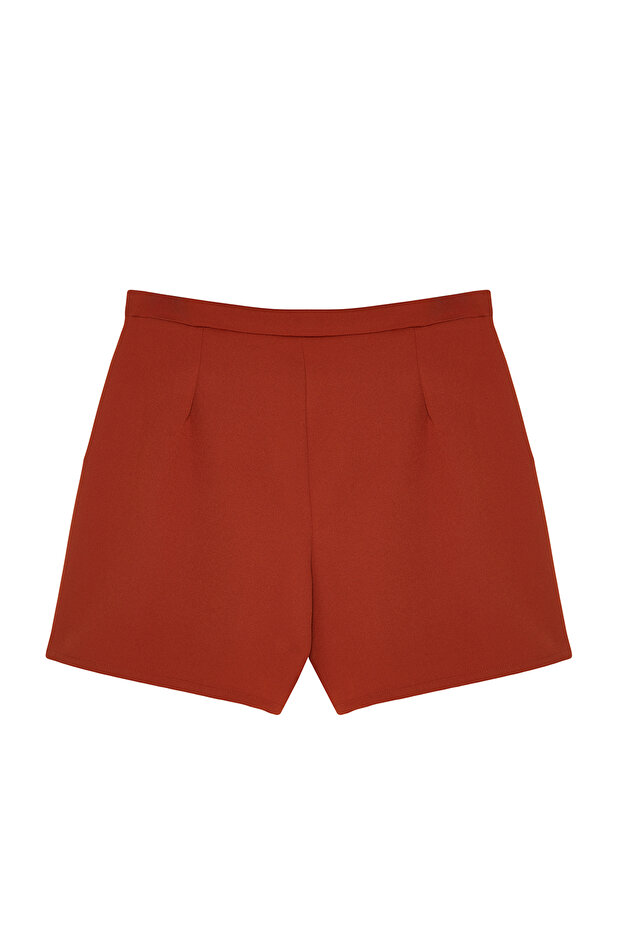 Kahverengi Yüksek Bel Wide Leg Şort-Etek TBBSS24AP00018 - 7
