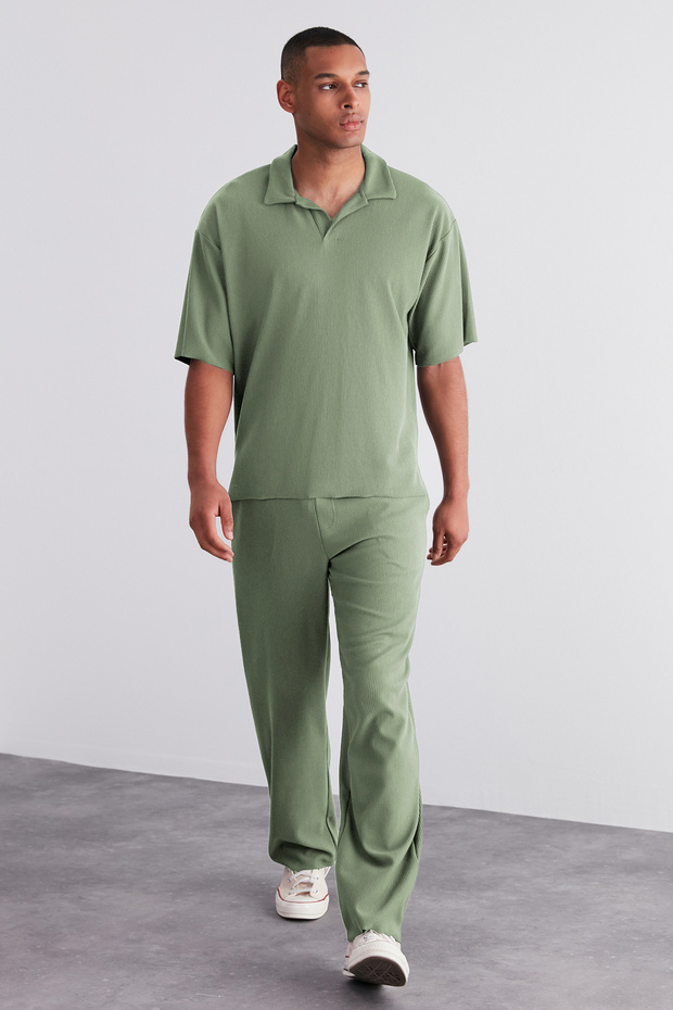 Mint Straight Fit Dokulu Gizli Kordonlu Tek Parça Eşofman Altı TMNSS23EA00013 - 1