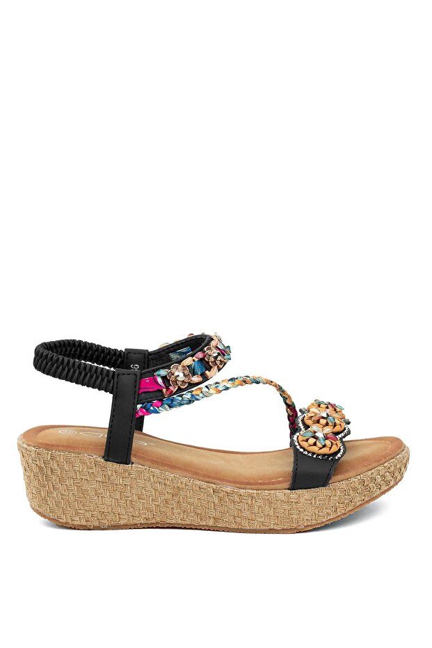 24Y155-1 Women's Wedge Heel Sandals Black