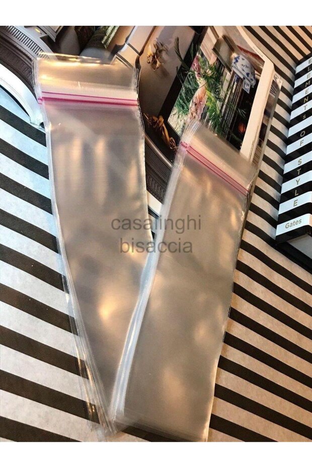 6x25 Cm (KAPAK PAYI DAHİL)- 100 Adet Yapışkanlı Jelatin Poşet Bantlı Şeffaf Opp Torba Paket - 1