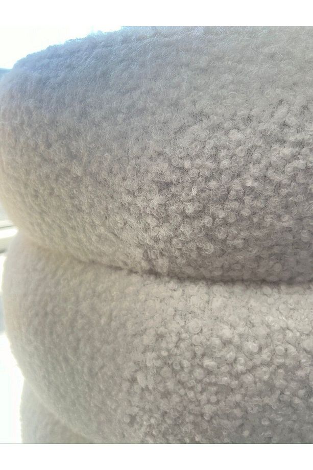 Bubble Teddy Kumaşlı Lüks Modern Yuvarlak Puf - 4