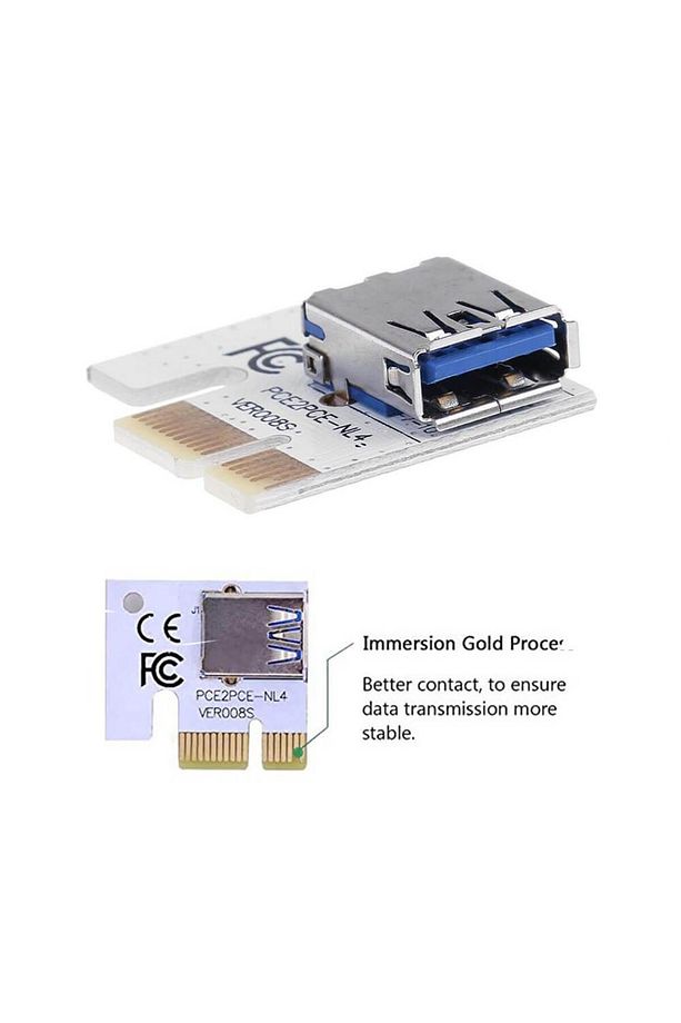 VER008S PCI-E Express 1X To 16X USB 3.0 Riser Kart Uzatıcı Yükseltici - 4Pin 6Pin SATA Güç - 7
