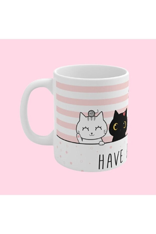 White Have A Nice Day Cat Mug
