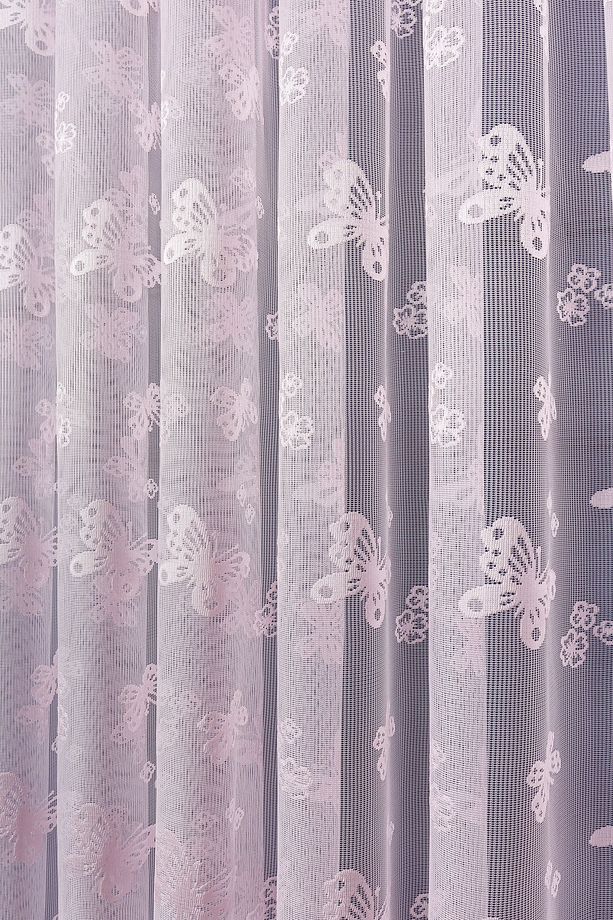 Pembe Kelebek Genç Ile Çocuk Odası Örme Tül Perde Ütü Istemez (1/2.5 Normal Pile) - 4