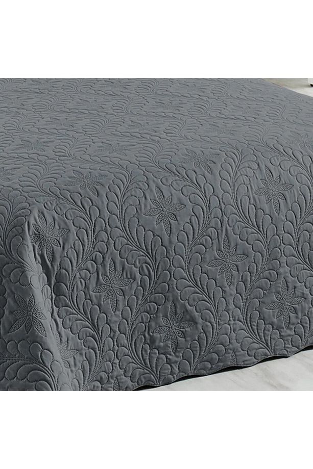 Örtüm Ivy Antrasit Tek Kişilik Microfiber Kapitone Yatak Örtüsü - 4