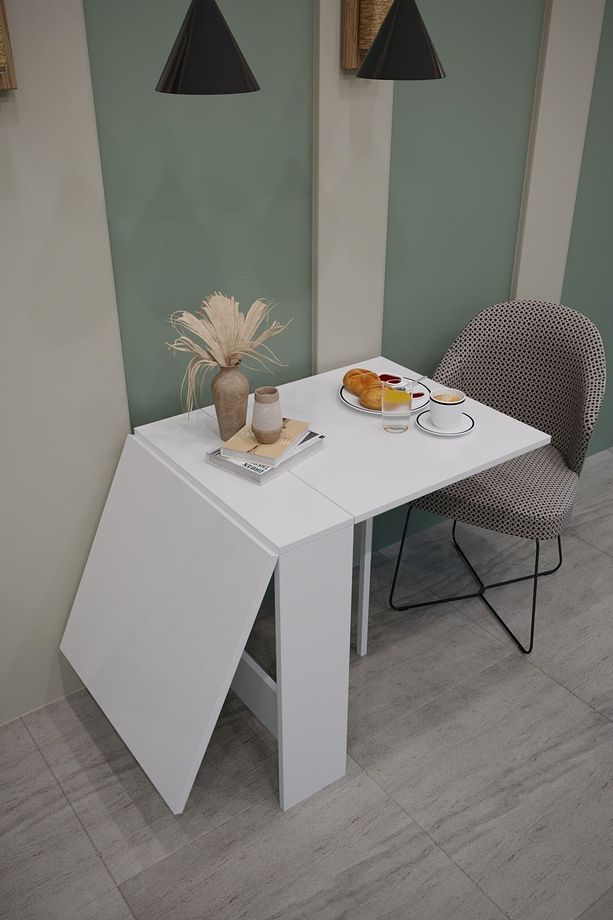 Katlanir Mutfak Masası Balkon Masası Pratik Katlanir Yer Kaplamayan Cok Amaclı Dolap Mutfak Mobilya - 8