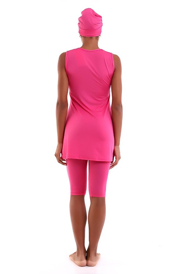 Halbbedeckter Hijab-Badeanzug mit Nullärmeln - 7