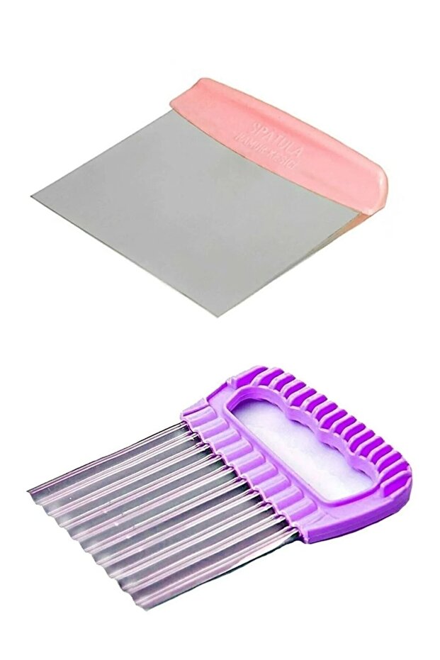 Set of 2 Steel Dough Cutter Spatula Shaped Vegetable Slicer Potato Slicer Practical Chopping