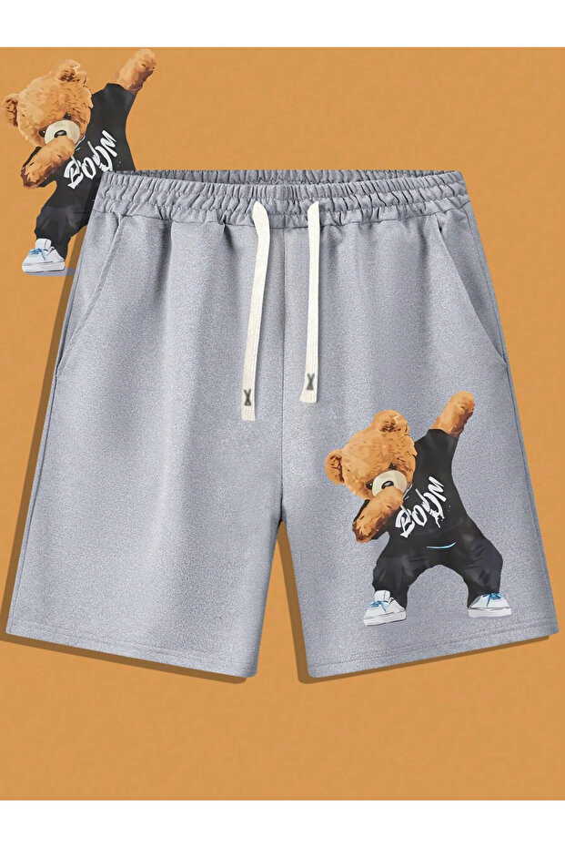 New Fashion Black&Gray Printed Shorts with Pockets