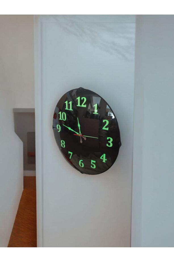 Fosforlu Gece Parlayan Salon Duvar Saati 35 cm 4 Adet Bez Çanta Hediyeli B4 - 1