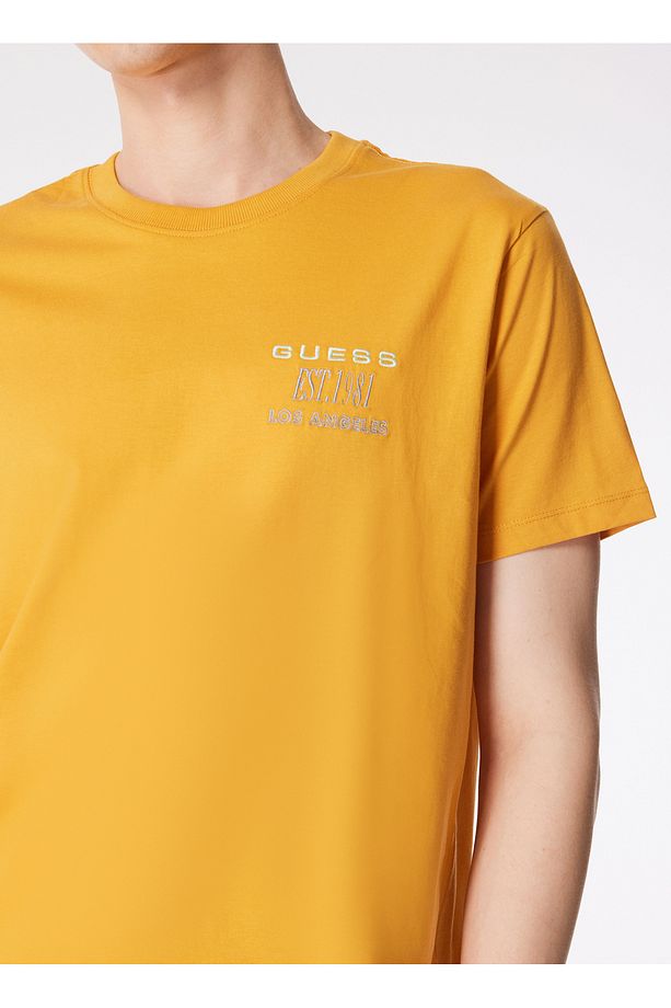 Bisiklet Yaka Düz Karamel Erkek T-Shirt M4GI30I3Z14G3K5_SS CN BACK BOX LOGO - 4