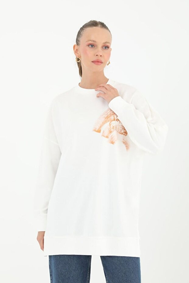 Baskılı Basic Sweat Tunik - 1