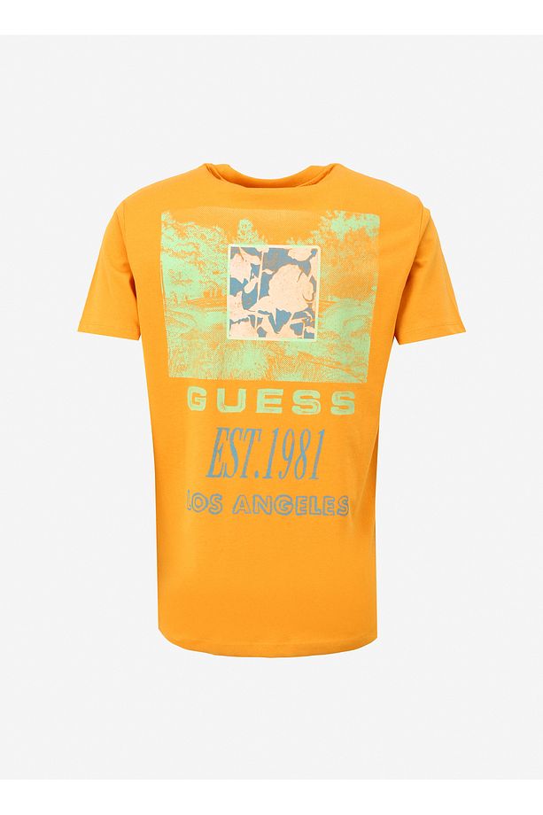 Bisiklet Yaka Düz Karamel Erkek T-Shirt M4GI30I3Z14G3K5_SS CN BACK BOX LOGO - 7