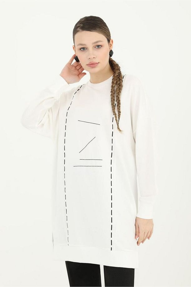 İşlemeli Basic Sweat Tunik - 1