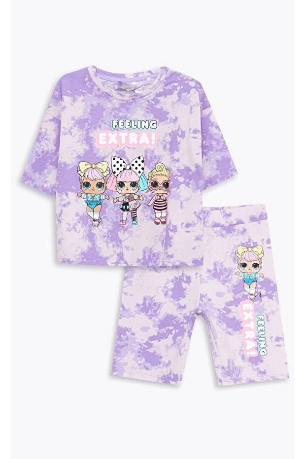Purple Crew Neck Short Sleeve T-Shirt and Leggings Set