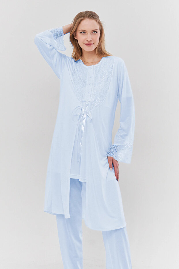 New Season Women's Short Sleeve Maternity and Postpartum Pajama Set 3-Piece Set