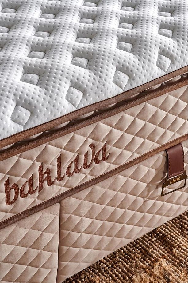 Baklava Lüks Yatak Baza ve Başlık Seti 180x200 cm Çift Kişilik Çok Sert Yatak Krem Baza ve Başlık - 5