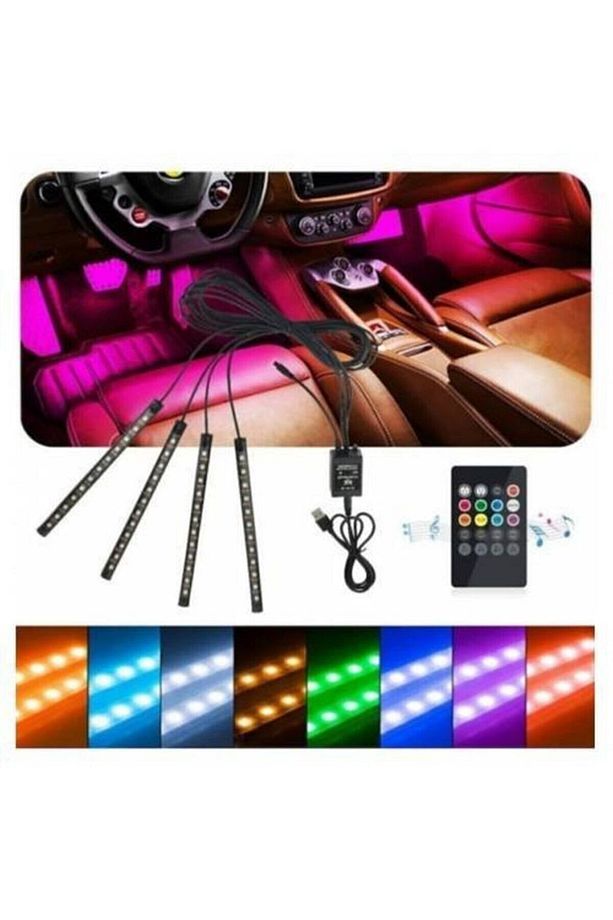 Kumandalı Araç Içi Ayak Altı Led Aydınlatma Rgb 9led Oto Şerit 12 Volt - 2