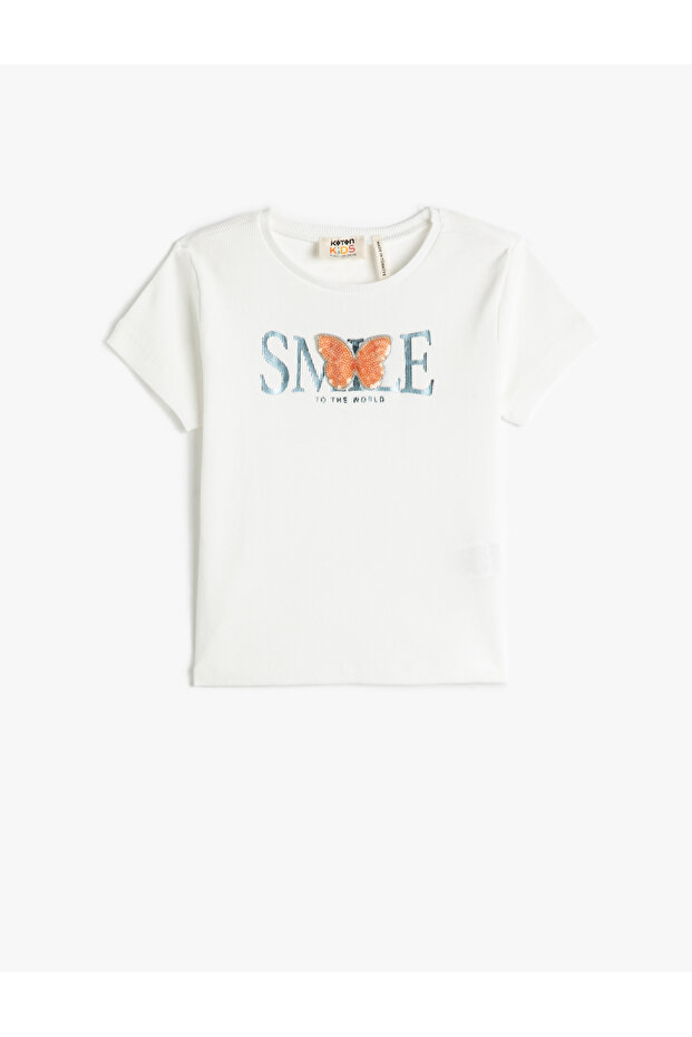 T-Shirt Shiny Short Sleeve Crew Neck Ribbed