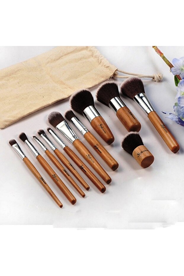 11 Parça bambu makyaj fırça seti - 1