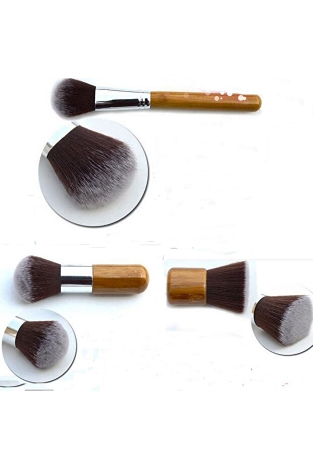 11 Parça bambu makyaj fırça seti - 4