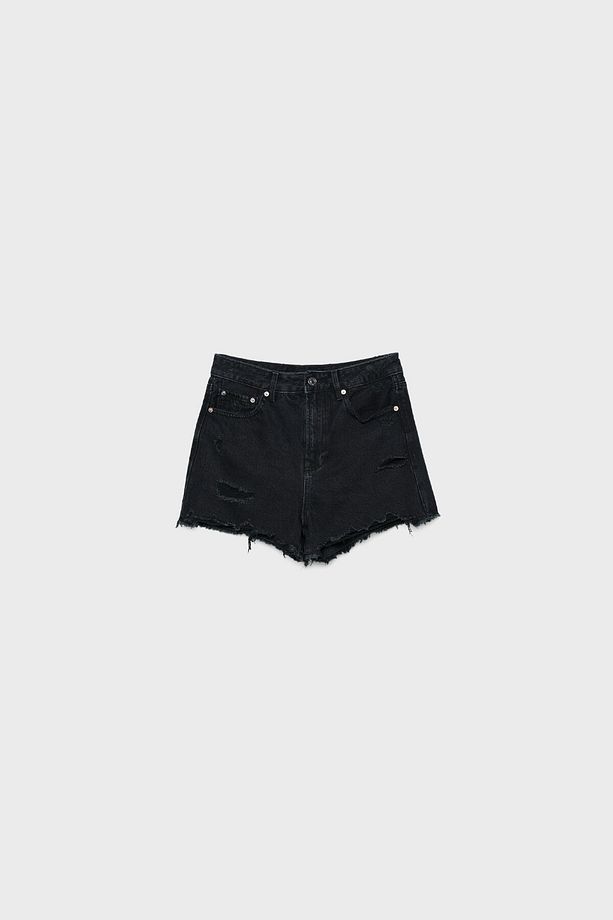 D75 Distressed denim şort - 5