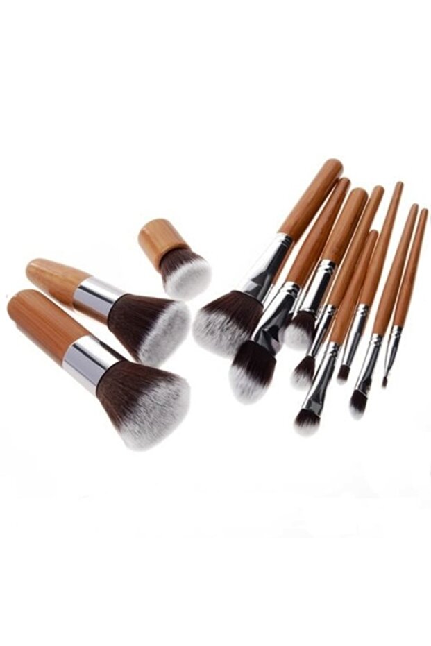 11 Parça bambu makyaj fırça seti - 5