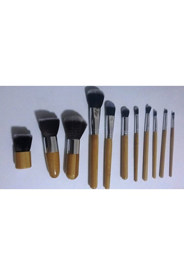 11 Parça bambu makyaj fırça seti - 6