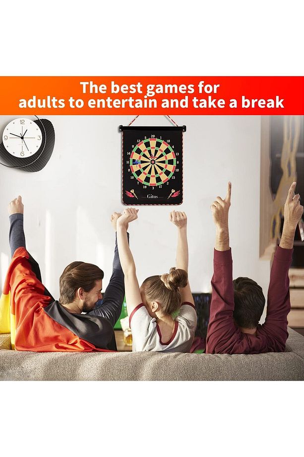 17inç Mıknatıslı Dart Seti, 6 Çelik-Dart ile Çift Taraflı Dart Tahtası Oyunu, - 5