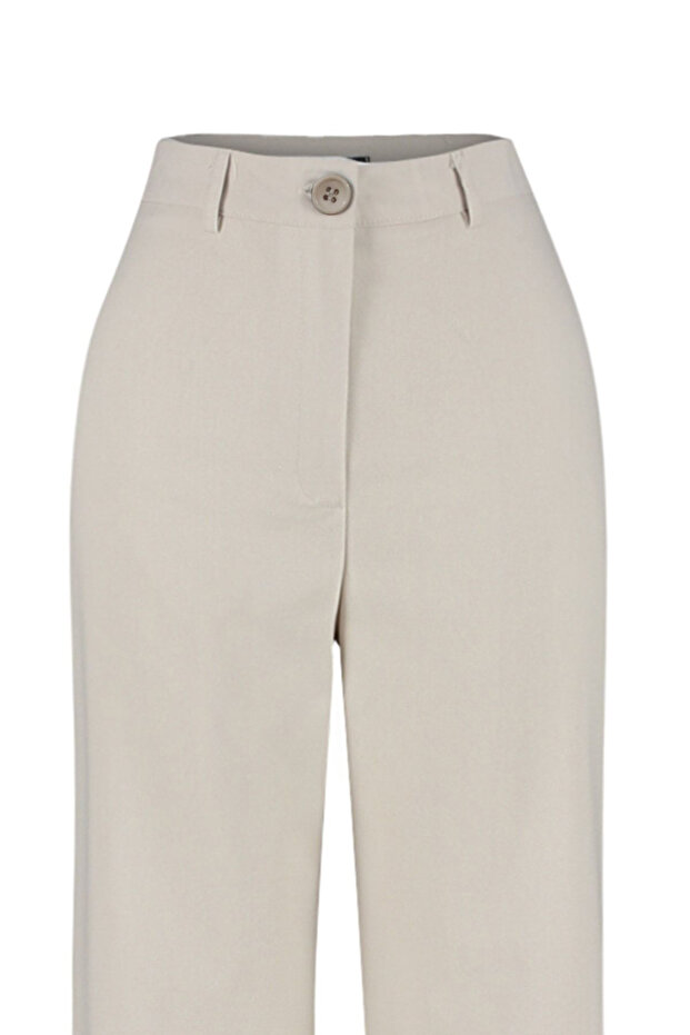 Bej Wide Leg/Geniş Paça Yüksek Bel Dokuma Kumaş Pantolon TWOSS23PL00314 - 12