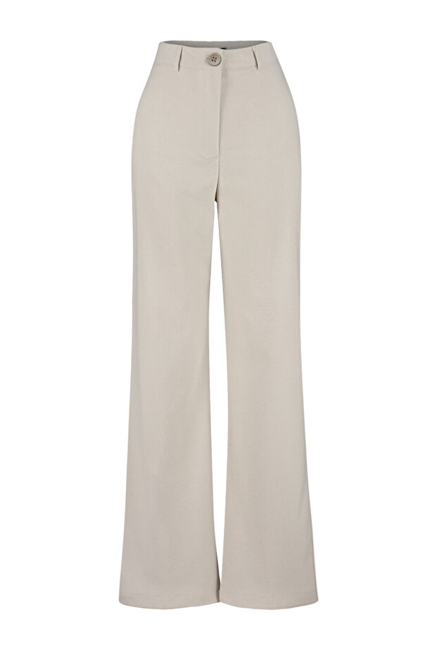 Bej Wide Leg/Geniş Paça Yüksek Bel Dokuma Kumaş Pantolon TWOSS23PL00314 - 11