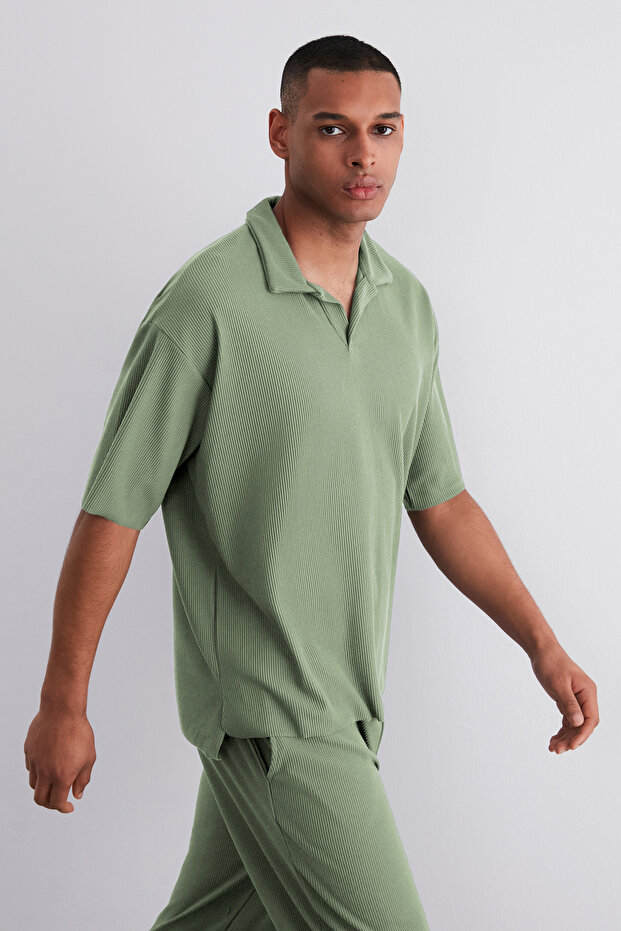 Mint Straight Fit Dokulu Gizli Kordonlu Tek Parça Eşofman Altı TMNSS23EA00013 - 6