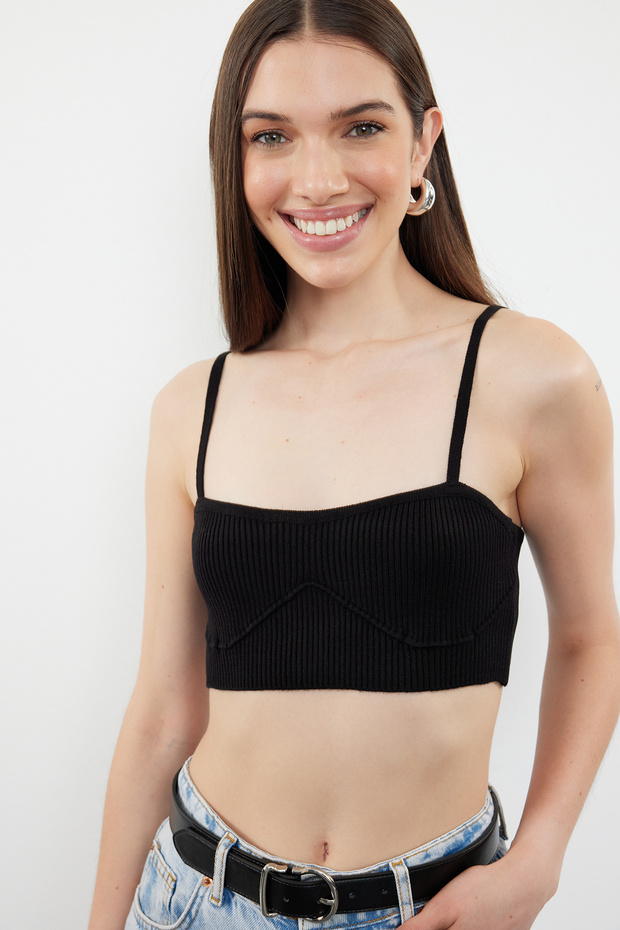 Siyah Triko İnce Bluz TWOSS24BZ00572 - 2