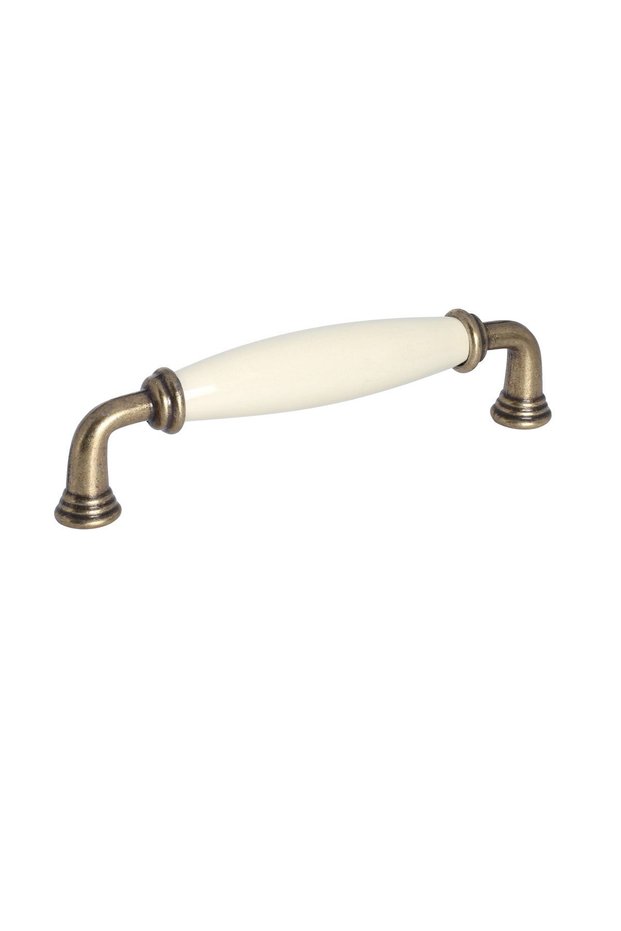 Porcelain - Metal Handle - Cabinet Drawer Furniture Kitchen Handle Ruby (9.6CM) - Cream - Antique - Stk1629