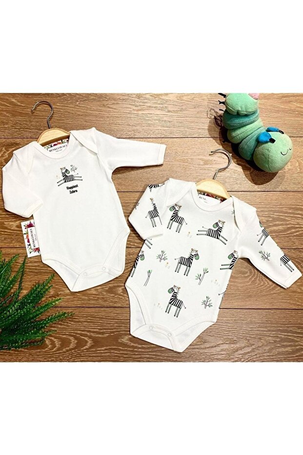 2-Piece Cotton Baby Long Sleeve Bodysuit Set Zebra
