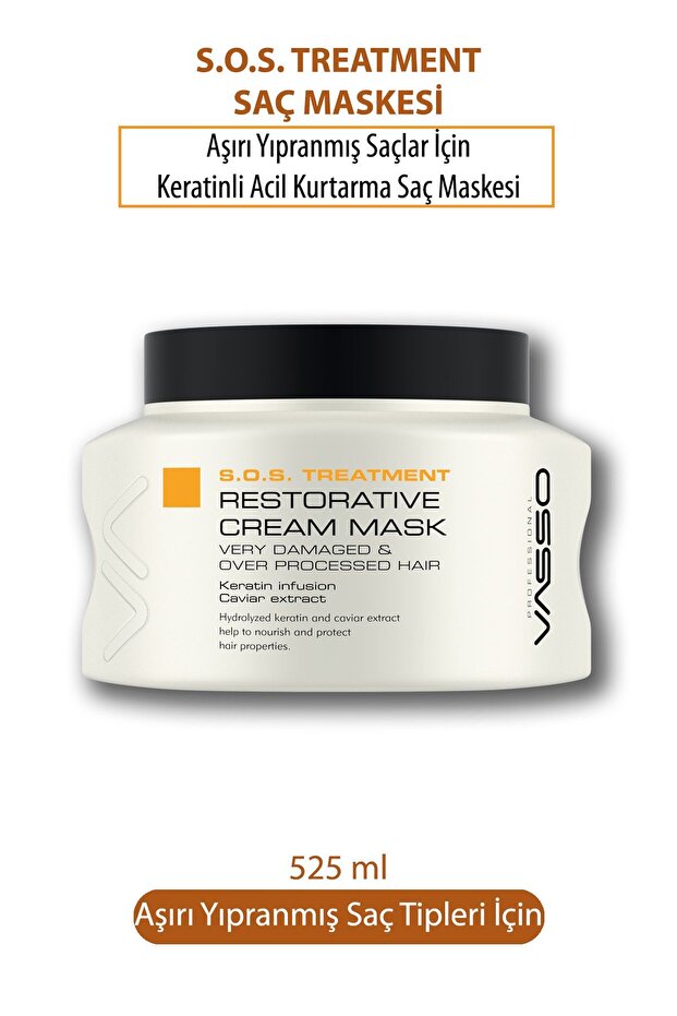 Aşırı Yıpranmış Saçlar Için Keratinli Ve Havyar Ekstraklı Acil Kurtarma Saç Bakım Maskesi 525 ml - 1