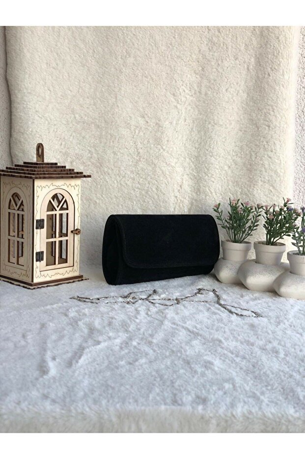 Black Suede Evening Dress Portfolio Clutch Bag