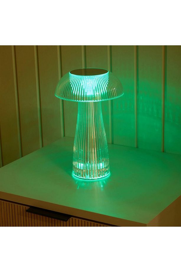 Şeffaf Dokunmatik Ve Uzaktan Kumandalı Şarjlı Kristal Led Mantar Masa Lambası - 5