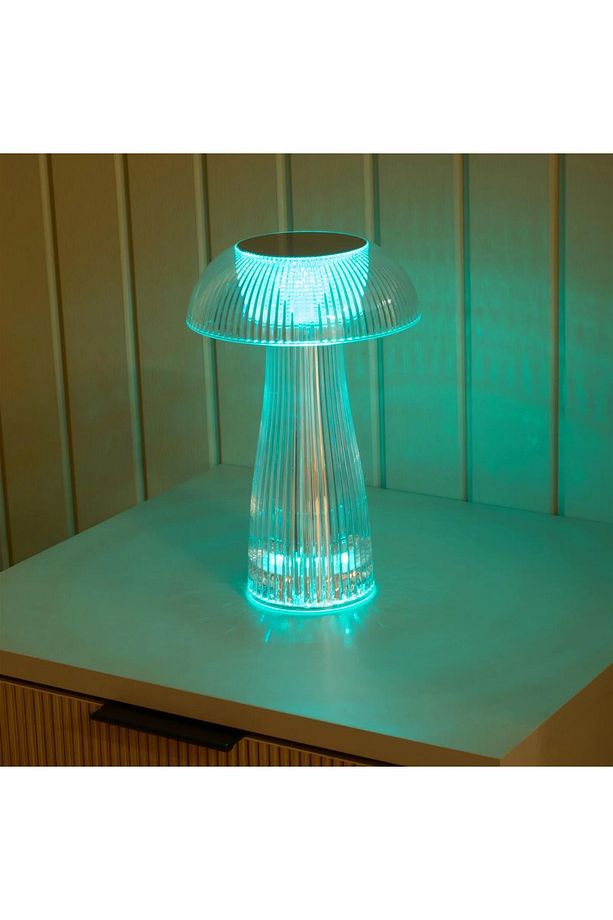 Şeffaf Dokunmatik Ve Uzaktan Kumandalı Şarjlı Kristal Led Mantar Masa Lambası - 6