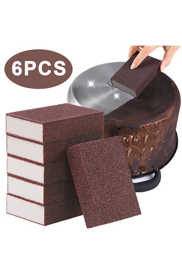 6Pcs Magic Sponge Eraser and Emery Cleaning Brush - Silicon Carbide Descaling