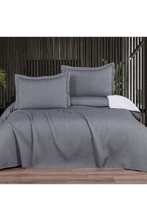Home Basic Çift Kişilik Yatak Örtüsü Seti-gri - 1