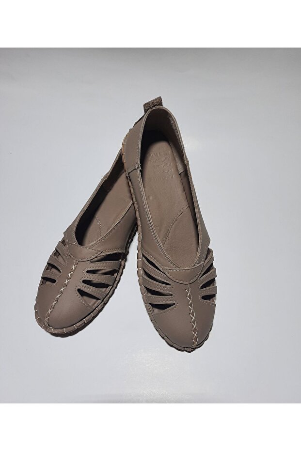 Genuine Leather Inside and Outside Gray Color Orthopedic Sandal Ballerinas