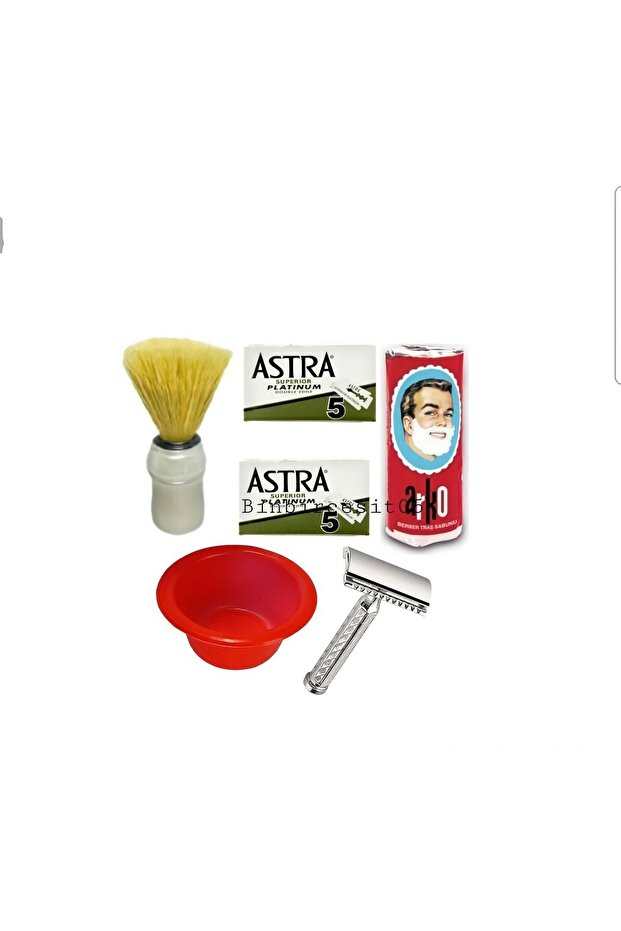Beard Shaving Set, Classic Shaving Cleaning Set, Beard Brush, Shaving Bowl, Astra Razor