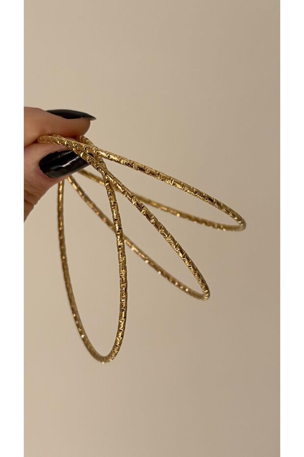 - İşlemeli 3'lü Model Çelik Ajda Bileklik (21 CM) - 3