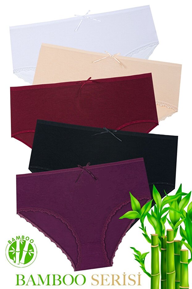 High Waist Bamboo Fabric Bato 5-Piece Panties 5860