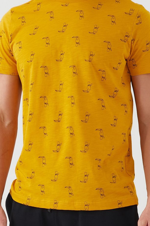 2502 With Bird Pattern Erkek Şort Pijama Takım - 2