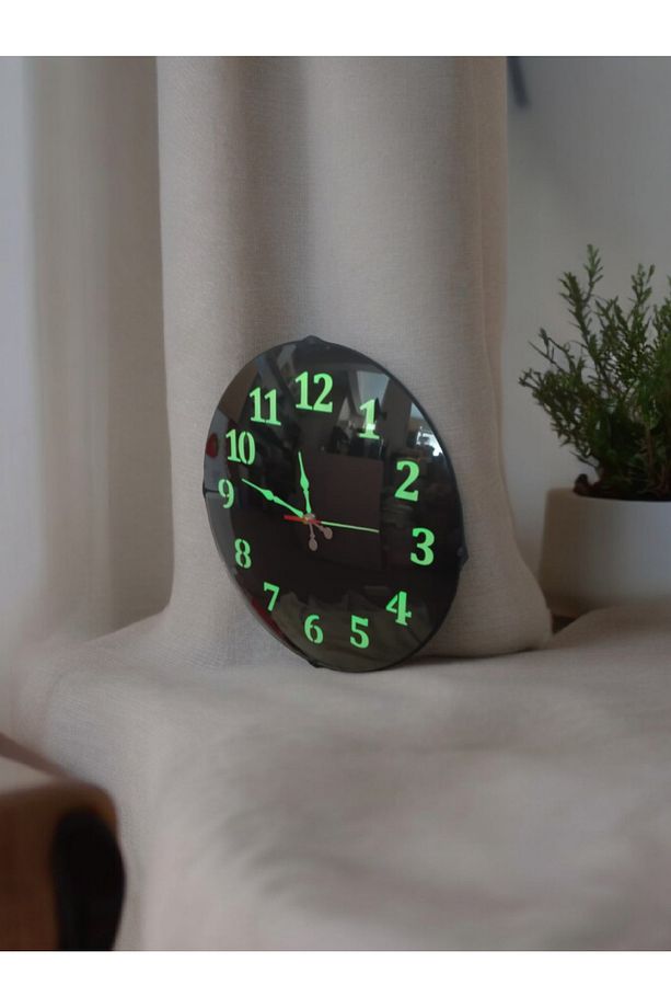 Fosforlu Gece Parlayan Salon Duvar Saati 35 cm 4 Adet Bez Çanta Hediyeli B4 - 5